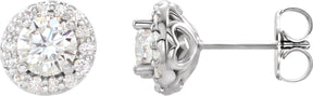 Platinum Natural Diamond Round 4-Prong Halo-Style Earrings – 4-6mm Stones