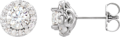 Platinum Natural Diamond Round 4-Prong Halo-Style Earrings – 4-6mm Stones