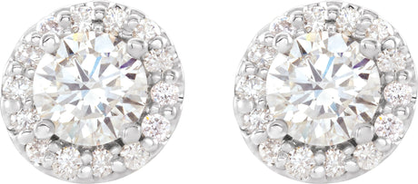 Platinum Natural Diamond Round 4-Prong Halo-Style Earrings – 4-6mm Stones - view 2