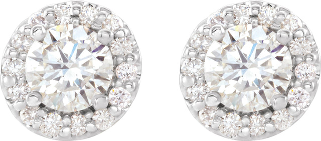 Platinum Natural Diamond Round 4-Prong Halo-Style Earrings – 4-6mm Stones - view 2