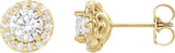 14K Gold Natural Diamond Round 4-Prong Halo-Style Earrings – 4-6mm Stones - Yellow Gold