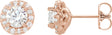 14K Gold Natural Diamond Round 4-Prong Halo-Style Earrings – 4-6mm Stones - Rose Gold