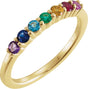 14K Gold Natural Multi-Gemstone Seven-Stone Anniversary Band – 2.5 mm Round