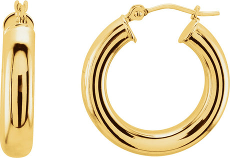 14K Gold Tube Hoop Earrings III - Yellow Gold