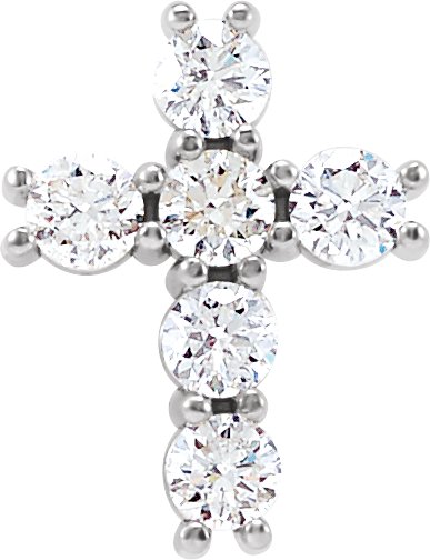 Platinum Round Natural Diamond Cross Necklace or Pendant – up to 1 3/8 CTW