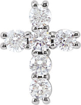 14K Gold Round Natural Diamond Cross Necklace or Pendant – up to 1 3/8 CTW - White Gold