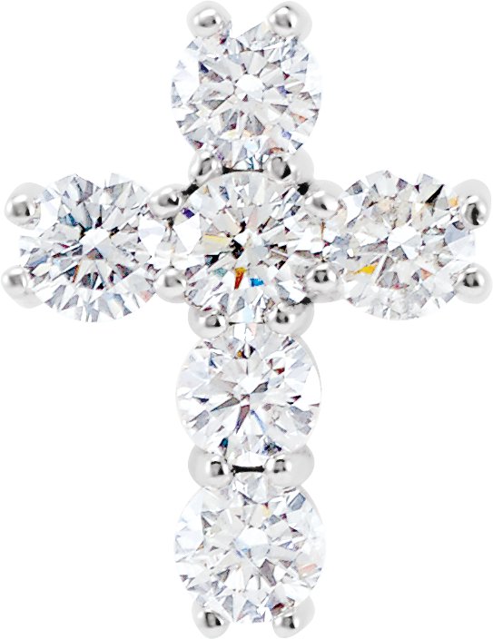 Platinum Round Natural Diamond Cross Necklace or Pendant – up to 1 3/8 CTW