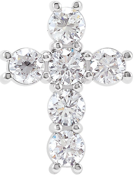 Platinum Round Natural Diamond Cross Necklace or Pendant – up to 1 3/8 CTW