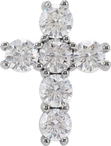 Platinum Round Natural Diamond Cross Necklace or Pendant – up to 1 3/8 CTW