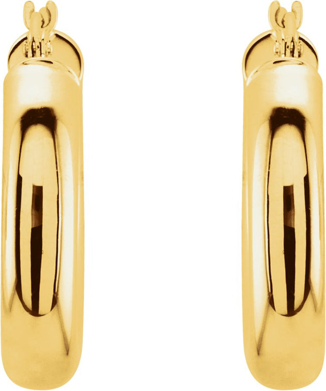 14K Gold Tube Hoop Earrings III - Yellow Gold - view 2