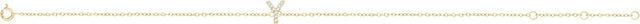14K Gold Round Natural Diamond Initial Bracelet - Yellow Gold - view 2