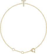 14K Gold Round Natural Diamond Initial Bracelet - Yellow Gold