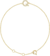 14K Gold Round Natural Diamond Initial Bracelet - Yellow Gold