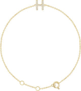 14K Gold Round Natural Diamond Initial Bracelet - Yellow Gold