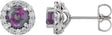 Platinum Lab-Grown Alexandrite Round 4-Prong Halo-Style Earrings – 3-8mm Stones
