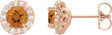 14K Gold Natural Citrine Round 4-Prong Halo-Style Earrings – 3-8mm Stones - Rose Gold