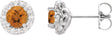 Platinum Natural Citrine Round 4-Prong Halo-Style Earrings – 3-8mm Stones