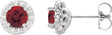 Platinum Natural Mozambique Garnet Round 4-Prong Halo-Style Earrings – 3-8mm Stones