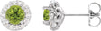 Platinum Natural Peridot Round 4-Prong Halo-Style Earrings – 3-8mm Stones