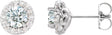 Platinum Natural White Sapphire Round 4-Prong Halo-Style Earrings II