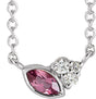 14K Gold Marquise Natural Pink Tourmaline Accented Bezel-Set Necklace - White Gold