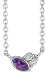 Platinum Marquise Natural Amethyst Accented Bezel-Set Necklace