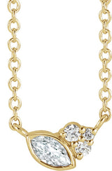 14K Gold Marquise Natural Diamond Accented Bezel-Set Necklace - Yellow Gold