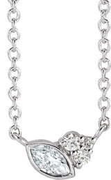 Platinum Marquise Natural Diamond Accented Bezel-Set Necklace