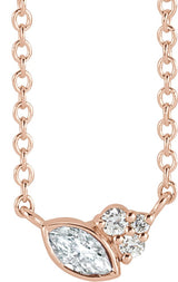 14K Gold Marquise Natural Diamond Accented Bezel-Set Necklace - Rose Gold