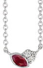 Platinum Marquise Lab-Grown Ruby Accented Bezel-Set Necklace