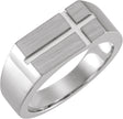 Men's Platinum Rectangle Cross Signet Ring