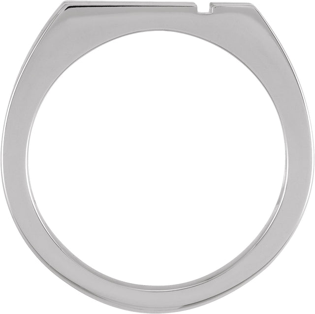 Men's 10K Gold Rectangle Cross Signet Ring - White Gold - view 2