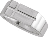 Men's Platinum Rectangle Cross Signet Ring - view 3