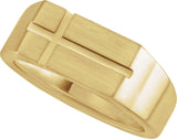 Men's 14K Gold Rectangle Cross Signet Ring - Yellow Gold - view 3