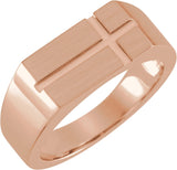 Men's 10K Gold Rectangle Cross Signet Ring - Rose Gold - view 3
