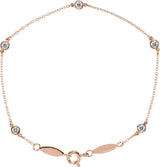 14K Gold Round Natural Diamond Bezel-Set Five-Station Bracelet - Rose Gold