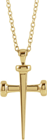 14K Gold Nail Cross Necklace or Pendant - Yellow Gold