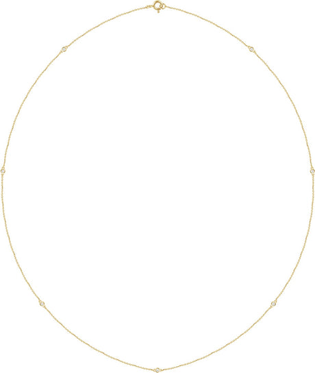 14K Gold Lab-Grown Diamond Bezel-Set Station Necklace - Yellow Gold