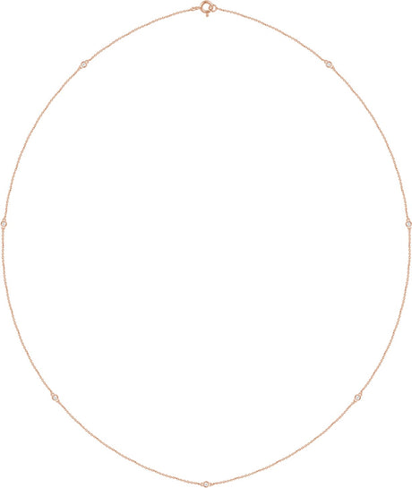 14K Gold Lab-Grown Diamond Bezel-Set Station Necklace - Rose Gold