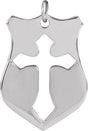 14K Gold Pierced Cross Shield Necklace or Pendant - White Gold