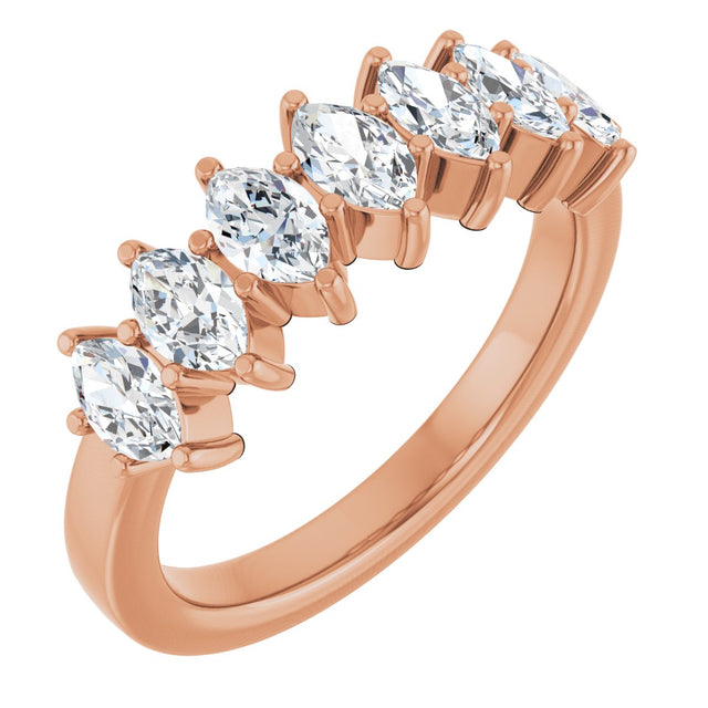 14K Gold Lab-Grown Diamond Seven-Stone Anniversary Band - Rose Gold