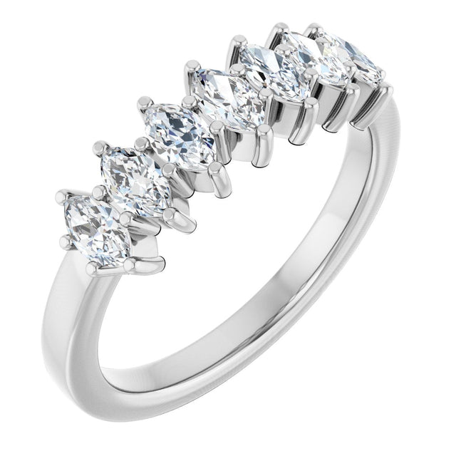 14K Gold Lab-Grown Diamond Seven-Stone Anniversary Band - White Gold