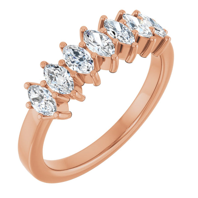 14K Gold Lab-Grown Diamond Seven-Stone Anniversary Band - Rose Gold