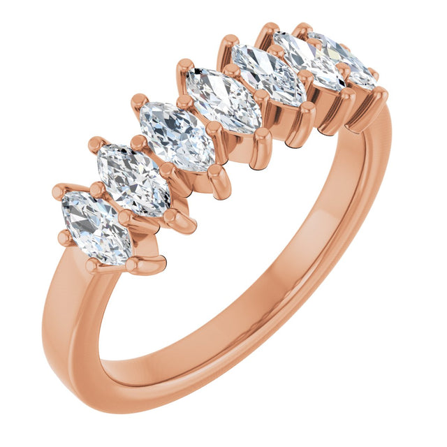 14K Gold Lab-Grown Diamond Seven-Stone Anniversary Band - Rose Gold