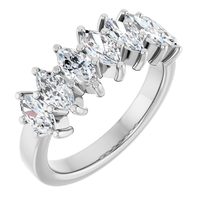 14K Gold Lab-Grown Diamond Seven-Stone Anniversary Band - White Gold