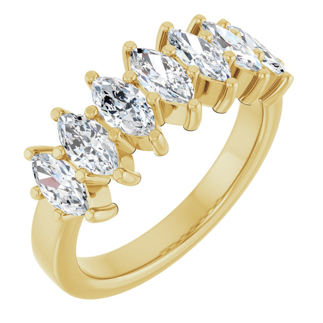 14K Gold Lab-Grown Diamond Seven-Stone Anniversary Band - Yellow Gold
