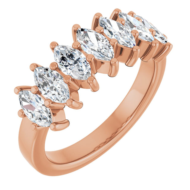 14K Gold Lab-Grown Diamond Seven-Stone Anniversary Band - Rose Gold