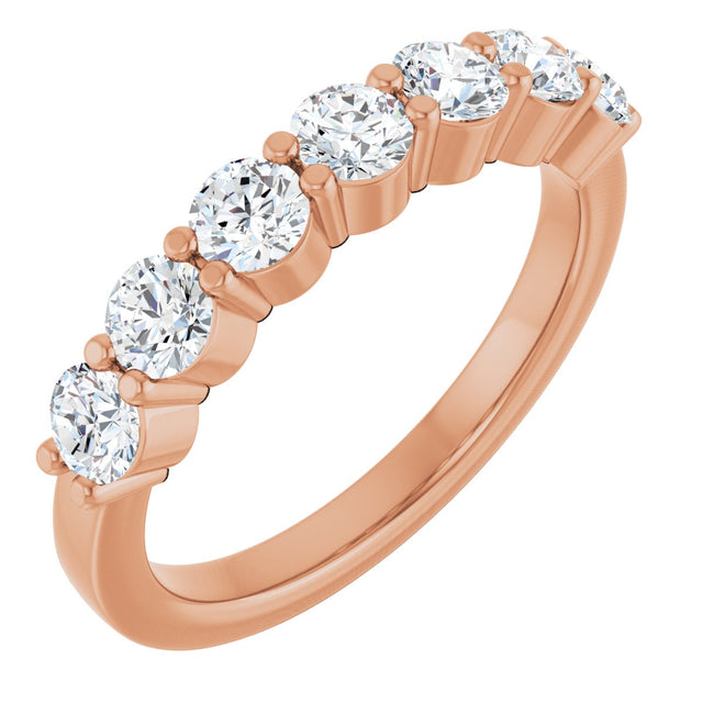 14K Gold Natural Diamond Seven-Stone Anniversary Band - Rose Gold