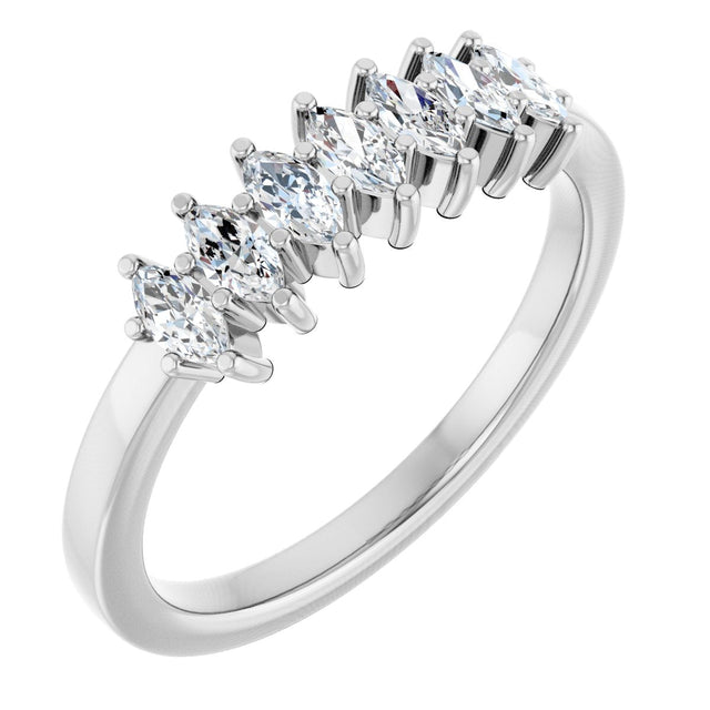 14K Gold Lab-Grown Diamond Seven-Stone Anniversary Band - White Gold