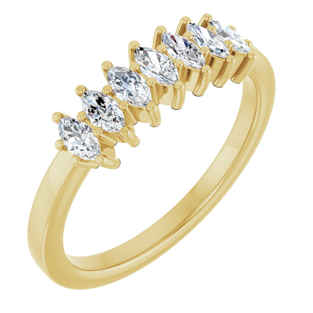 14K Gold Lab-Grown Diamond Seven-Stone Anniversary Band - Yellow Gold